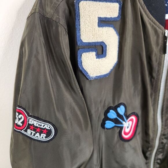 Zara Man Basic Full Zip Space Camp Patchwork Satin Bomber Jacket Medium - Picture 4 of 8